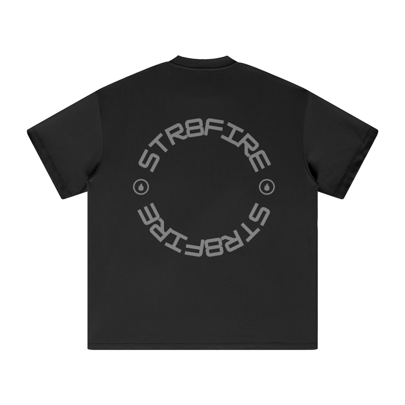 Str8Fire Original "Str8Fire" Circular Typography Black Heavyweight Tee