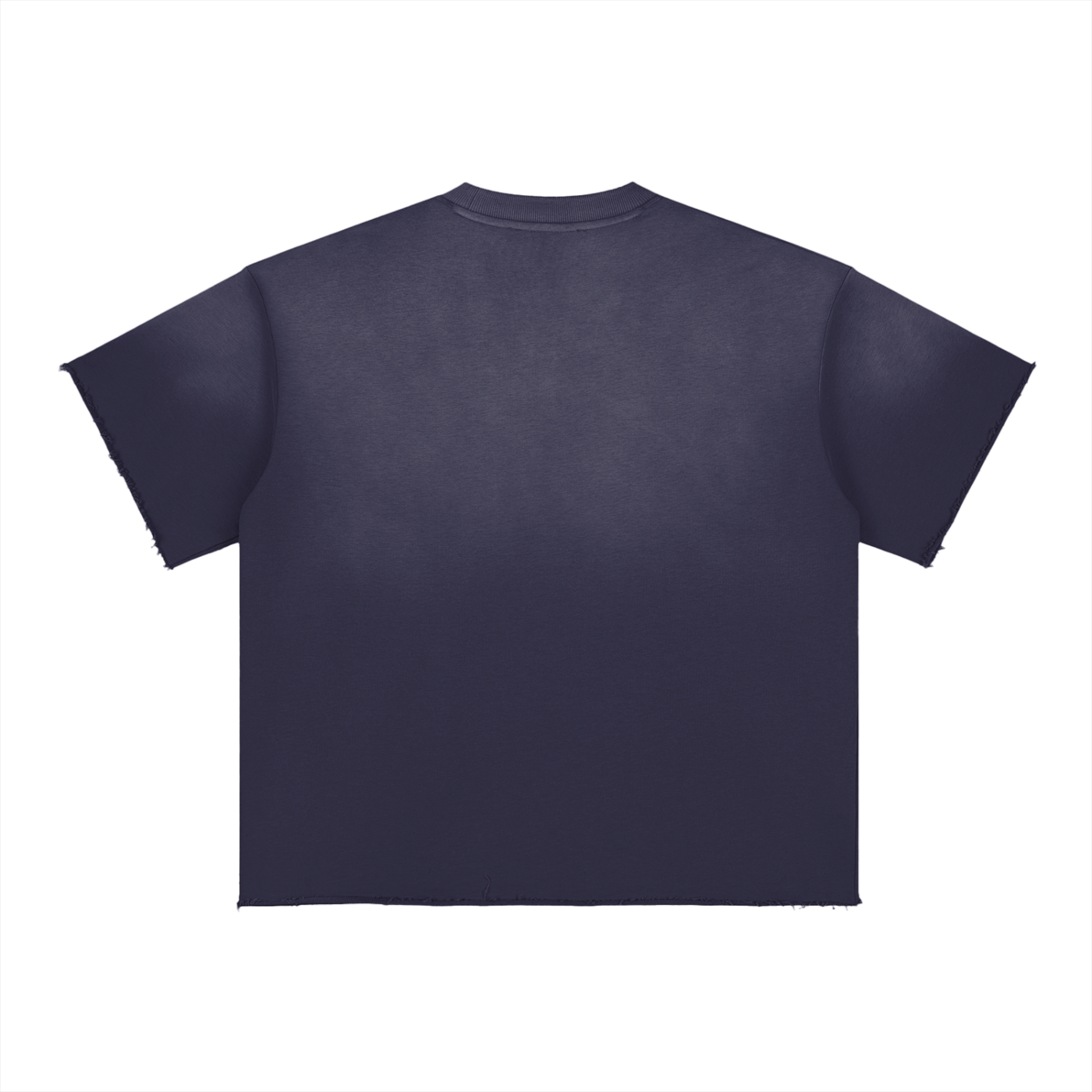 Str8Fire Original "Str8Fire" Curved Print Blue Sun-fade Raw Edge Tee