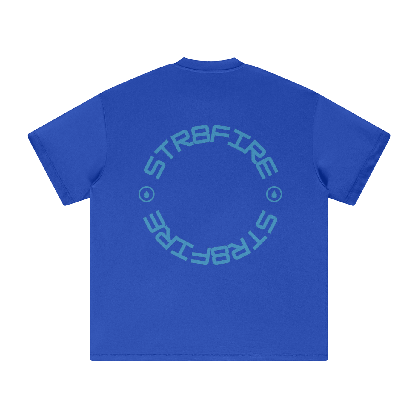 Str8Fire Original "Str8Fire" Circular Typography Blue Heavyweight Tee
