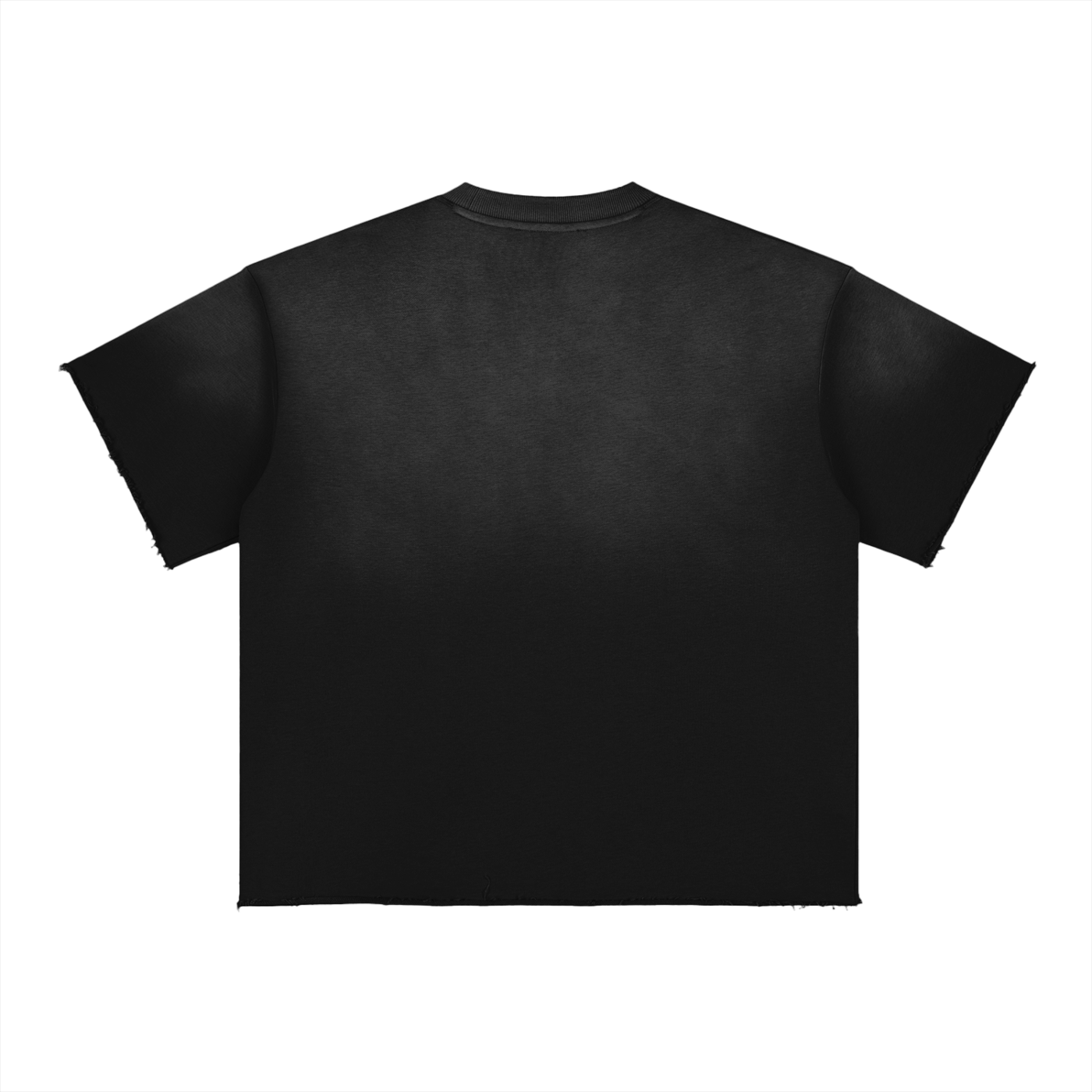 Str8Fire Original "Str8Fire" Curved Print Black Sun-fade Raw Edge Tee