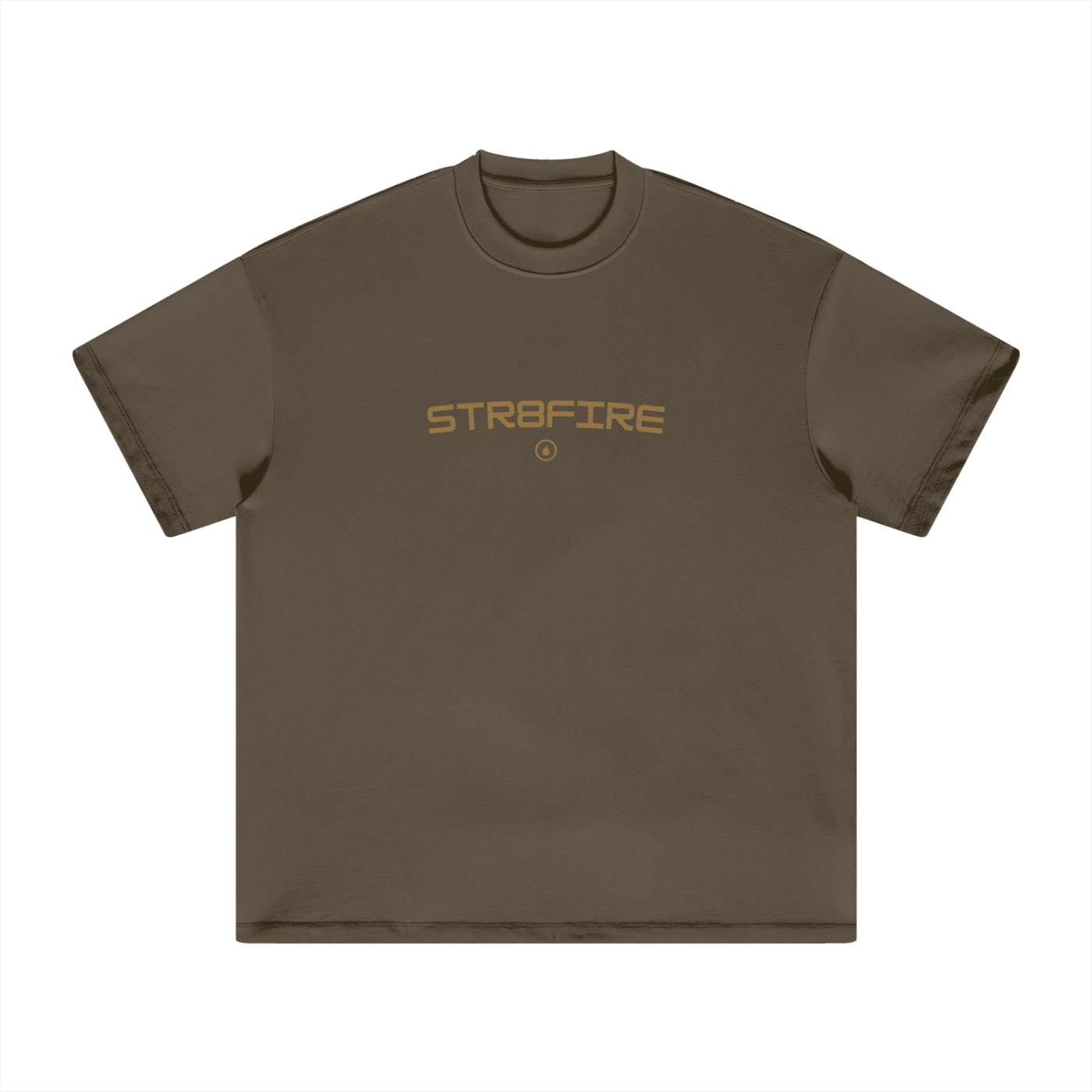 Str8Fire Original "Str8Fire" Circular Typography Brown Heavyweight Tee