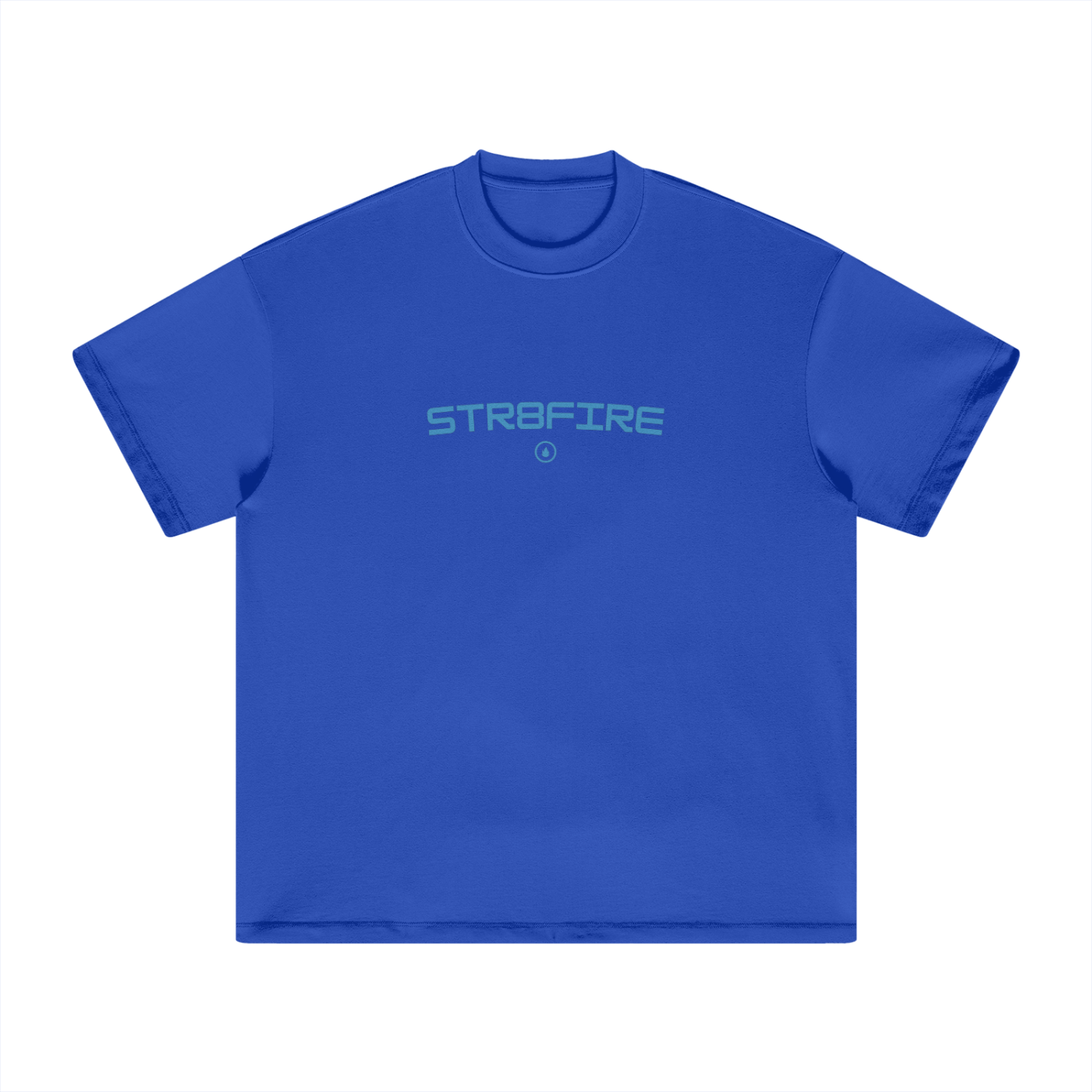 Str8Fire Original "Str8Fire" Circular Typography Blue Heavyweight Tee