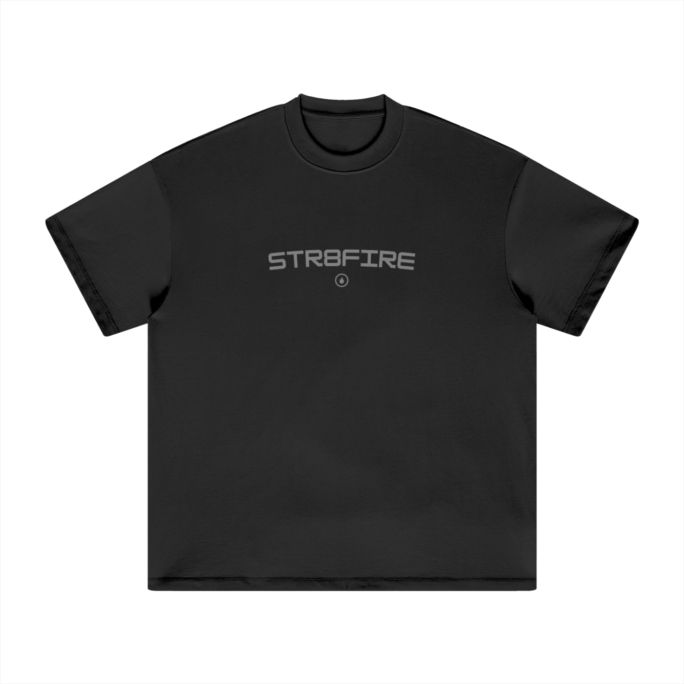 Str8Fire Original "Str8Fire" Circular Typography Black Heavyweight Tee