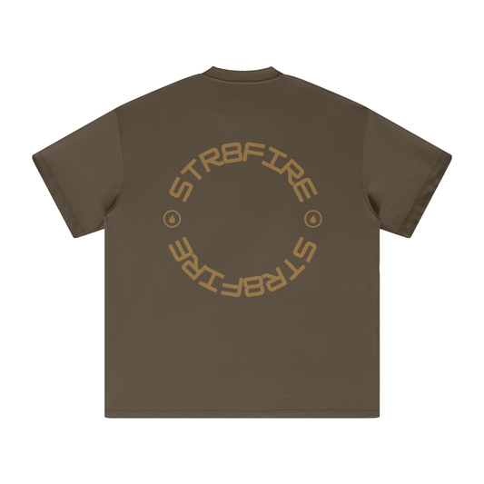 Str8Fire Original "Str8Fire" Circular Typography Brown Heavyweight Tee