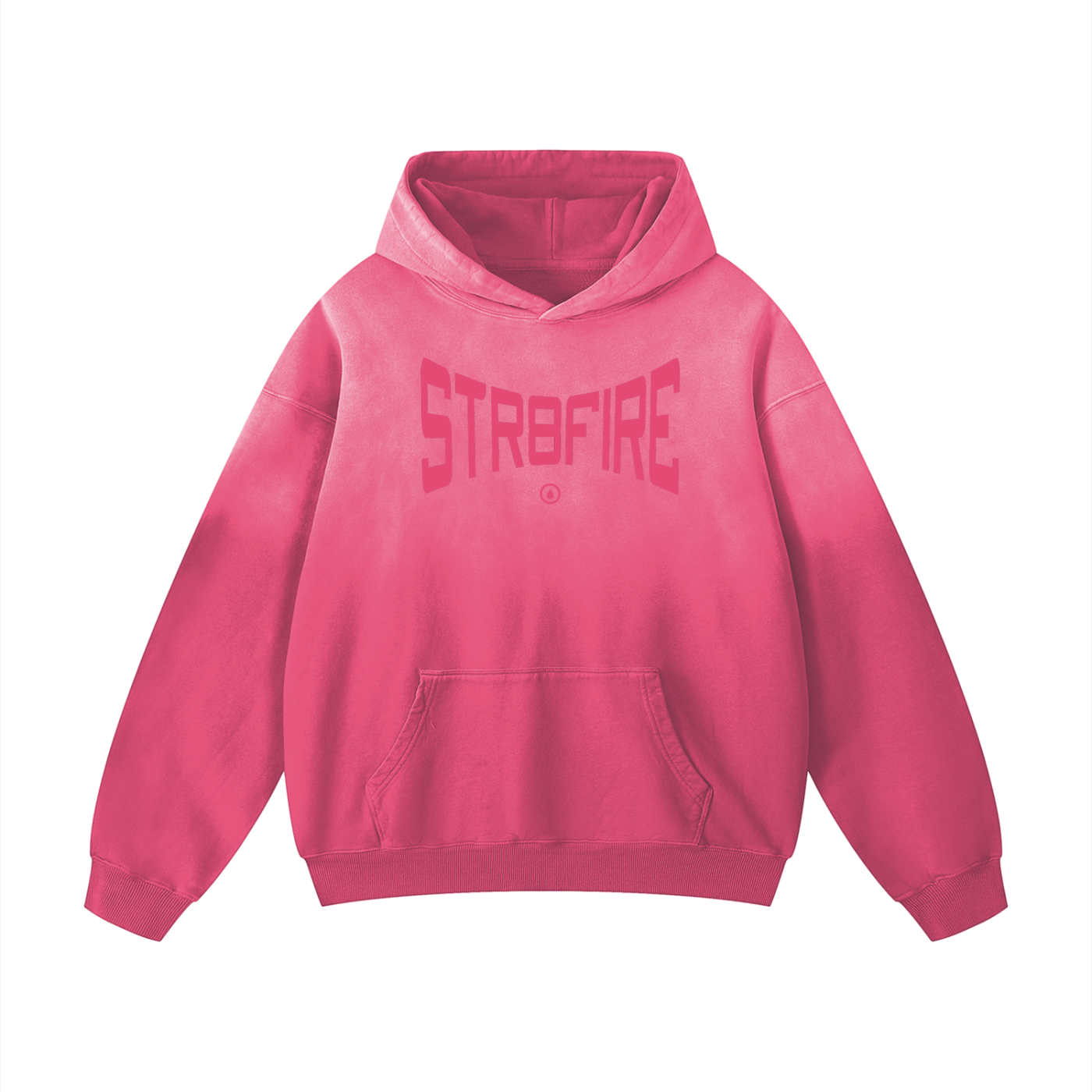 Str8Fire Original "Str8Fire" Curved Print Pink Sunfade Oversized Hoodie